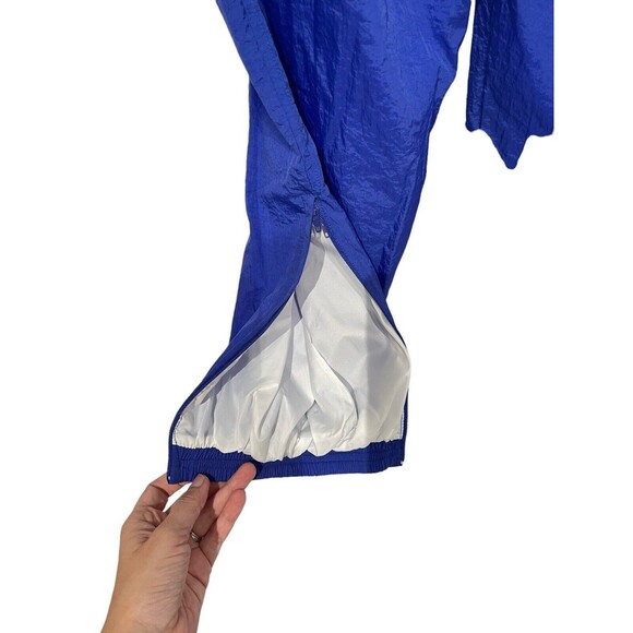 VTG 1997 Nike Tonal Swoosh Track Pants Nylon Windbreaker Joggers Baggy Blue 90s - Picture 4 of 13